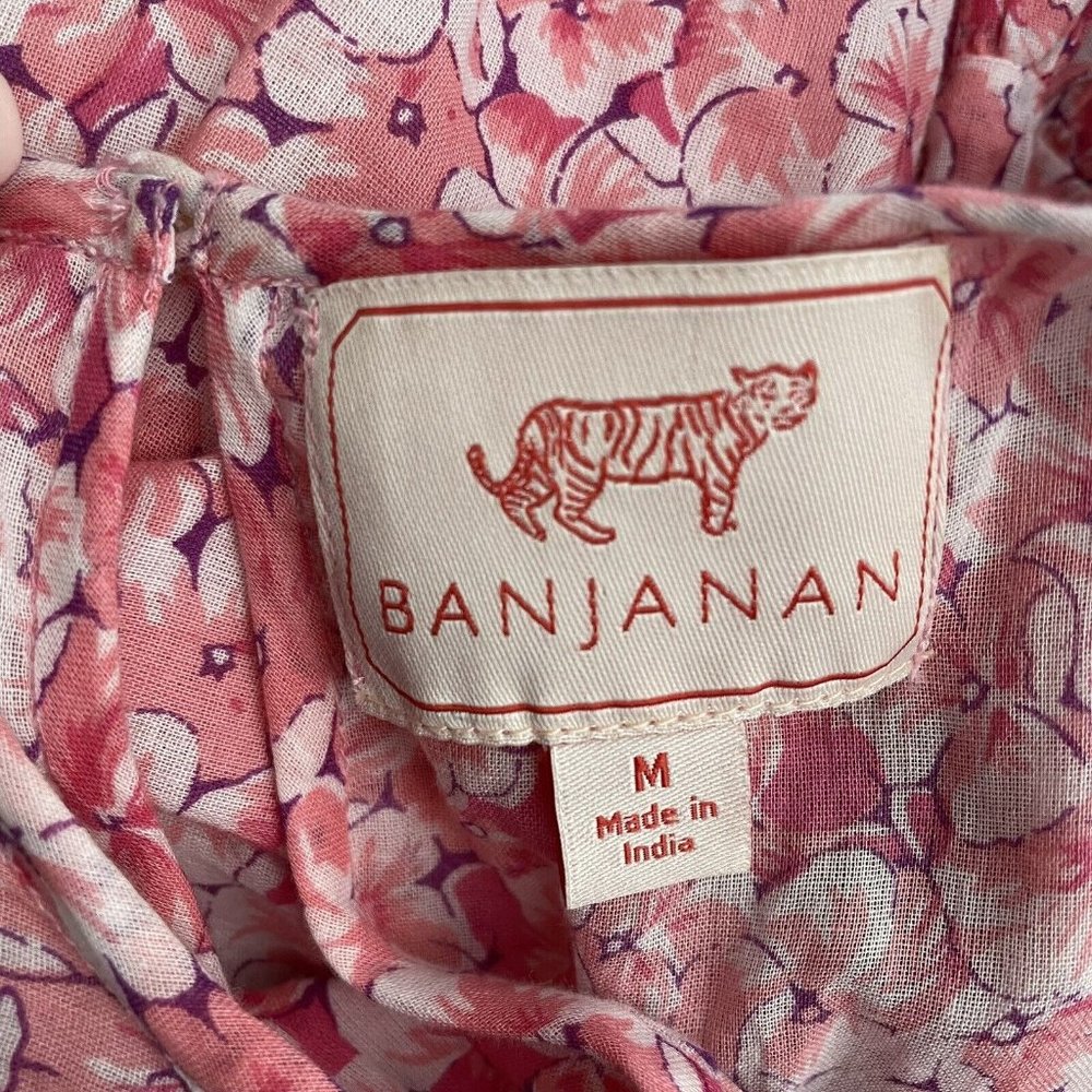 Gorgeous BANJANAN Iris Pink Floral Smocked Soft Cotton Clover Field Summer Dress - Picture 8 of 9